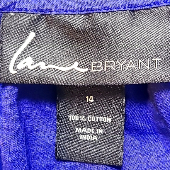 Lane Bryant Deep Blue Top With Elastic Waistband, Embroidered Neckline, Size 14 - Picture 9 of 9